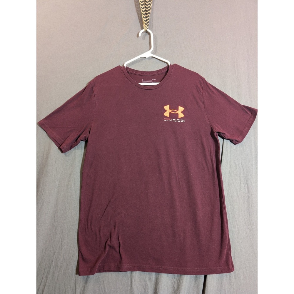 Mens Under Armour t shirt short sleeve size large loose fit Maroon‎